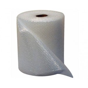 A roll of clear protective bubblewrap with uniform air-filled cushions.