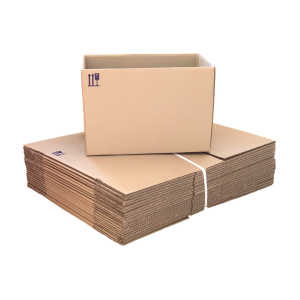 Various sizes of standard brown corrugated stock boxes