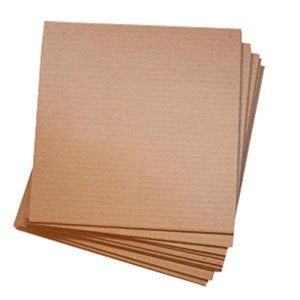 Flat sheets of brown corrugated cardboard used for padding and layering.