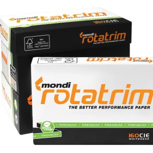 The familiar Mondi Rotatrim box of A4 office paper.