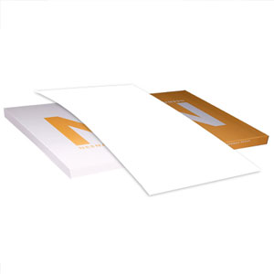 Flat lay of Neenah Classic Smooth paper in a crisp white finish.