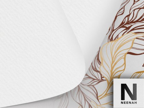 A close-up of a high-quality Neenah Paper sheet with a distinct watermark.