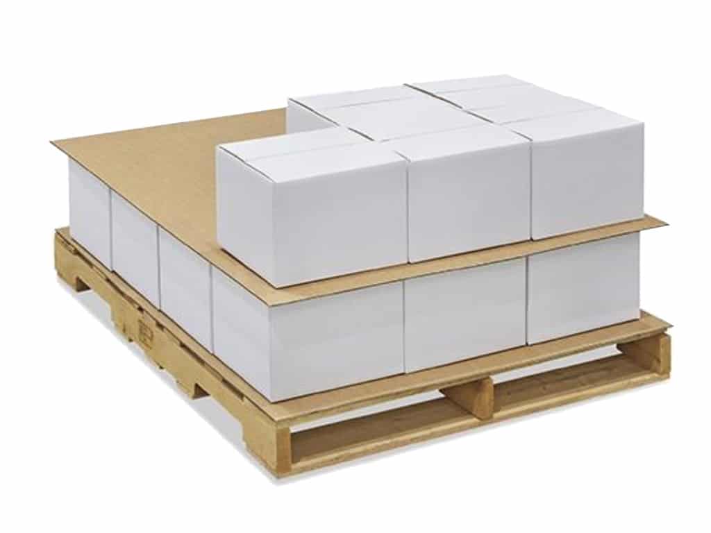 A stack of thin, high-strength kraft slipsheets used for pallet-less shipping.