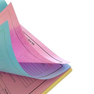 A multi-part invoice pad using Supreme Image NCR (No Carbon Required) paper.