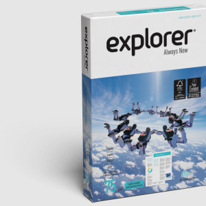 Explorer premium office paper showing a high-brightness, premium white multi-purpose printer sheet.