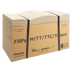 FillPak Ranpak fanfolded paper void-fill packing materials loaded into an automated delivery system.