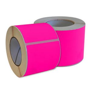 Fluor Pink self-adhesive material showcasing a bright neon pink high-visibility sticker surface.