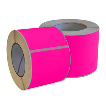 Fluor Pink self-adhesive material showcasing a bright neon pink high-visibility sticker surface.