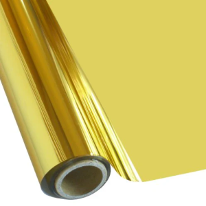 Foil Bright Gold self-adhesive sheet displaying a highly reflective, metallic gold mirror finish.