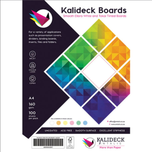 Kalideck Tinted Board showing a smooth, solid-coloured premium cardstock option for dividers and office files.