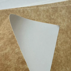 Kraft Back Duplex board showing a coated white top printing surface paired with a rugged, natural brown kraft reverse side.