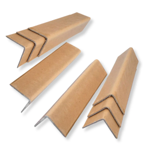 Kraft Edge Guard rigid L-shaped cardboard corner protectors for structural pallet stabilisation.
