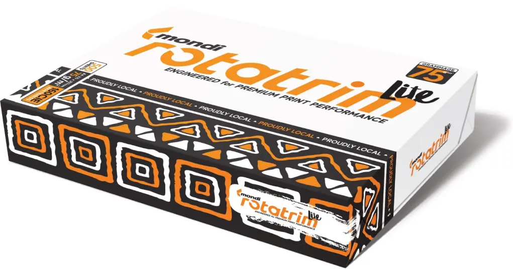 Rotatrim Lite daily copy paper ream showing a clean white multi-purpose sheet for high-speed printing.