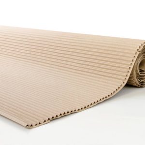 Single Faced Kraft corrugated cardboard wrapping roll showing one flat liner sheet and one wavy fluted layer.